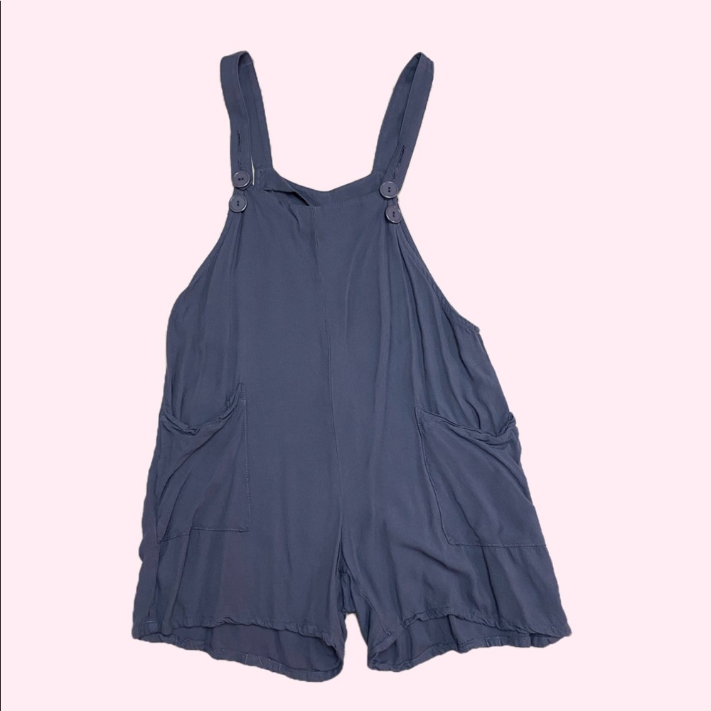 Blue cotton overalls, worn once.